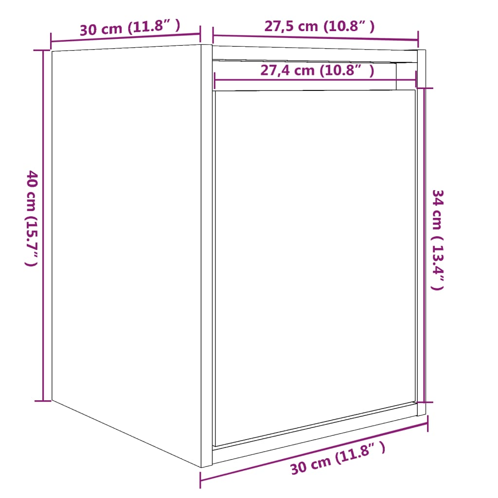 Wandschrank Weiß 30x30x40 cm Massivholz Kiefer