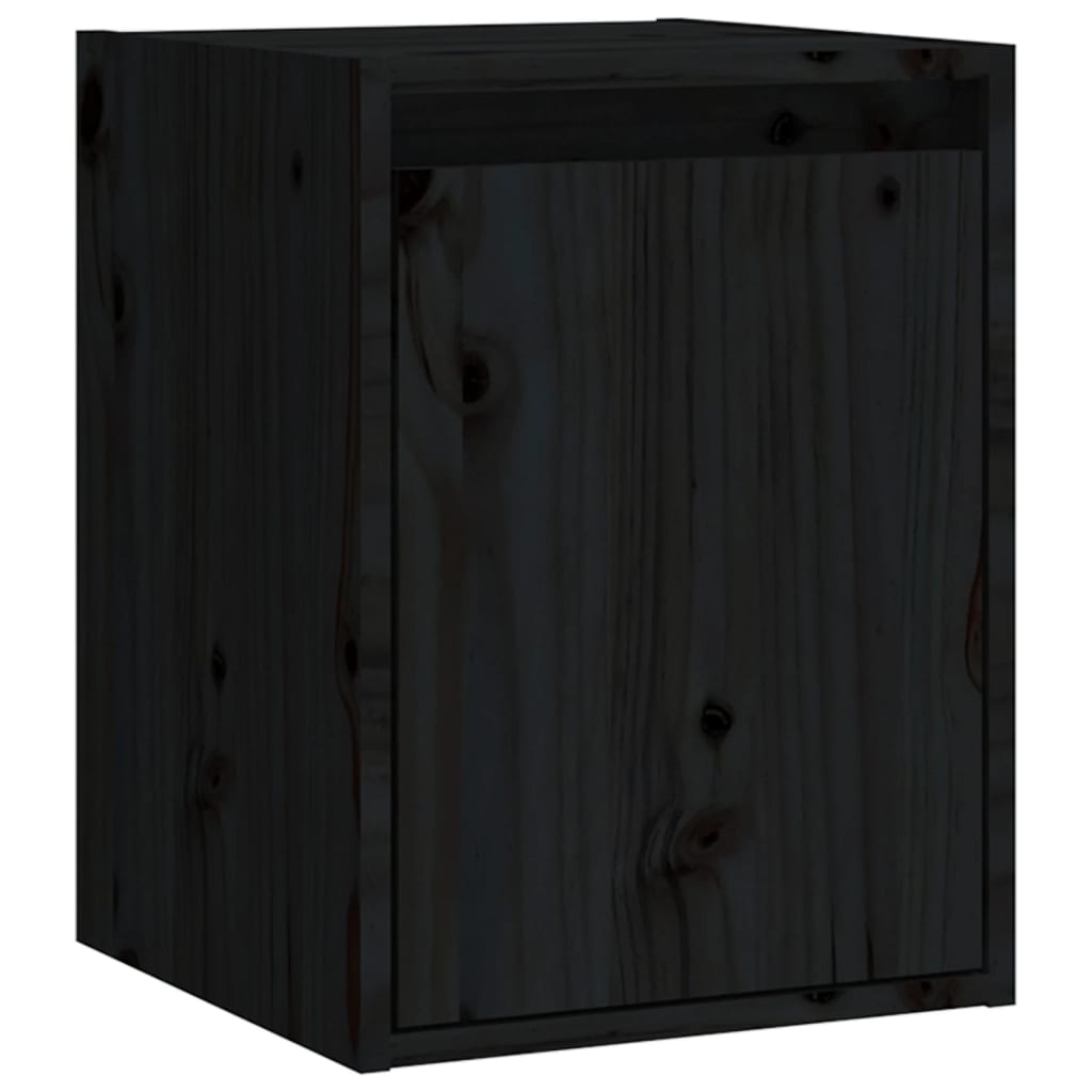 Wandschrank Schwarz 30x30x40 cm Massivholz Kiefer