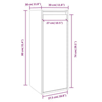 Thumbnail for Wandschrank Grau 30x30x80 cm Massivholz Kiefer