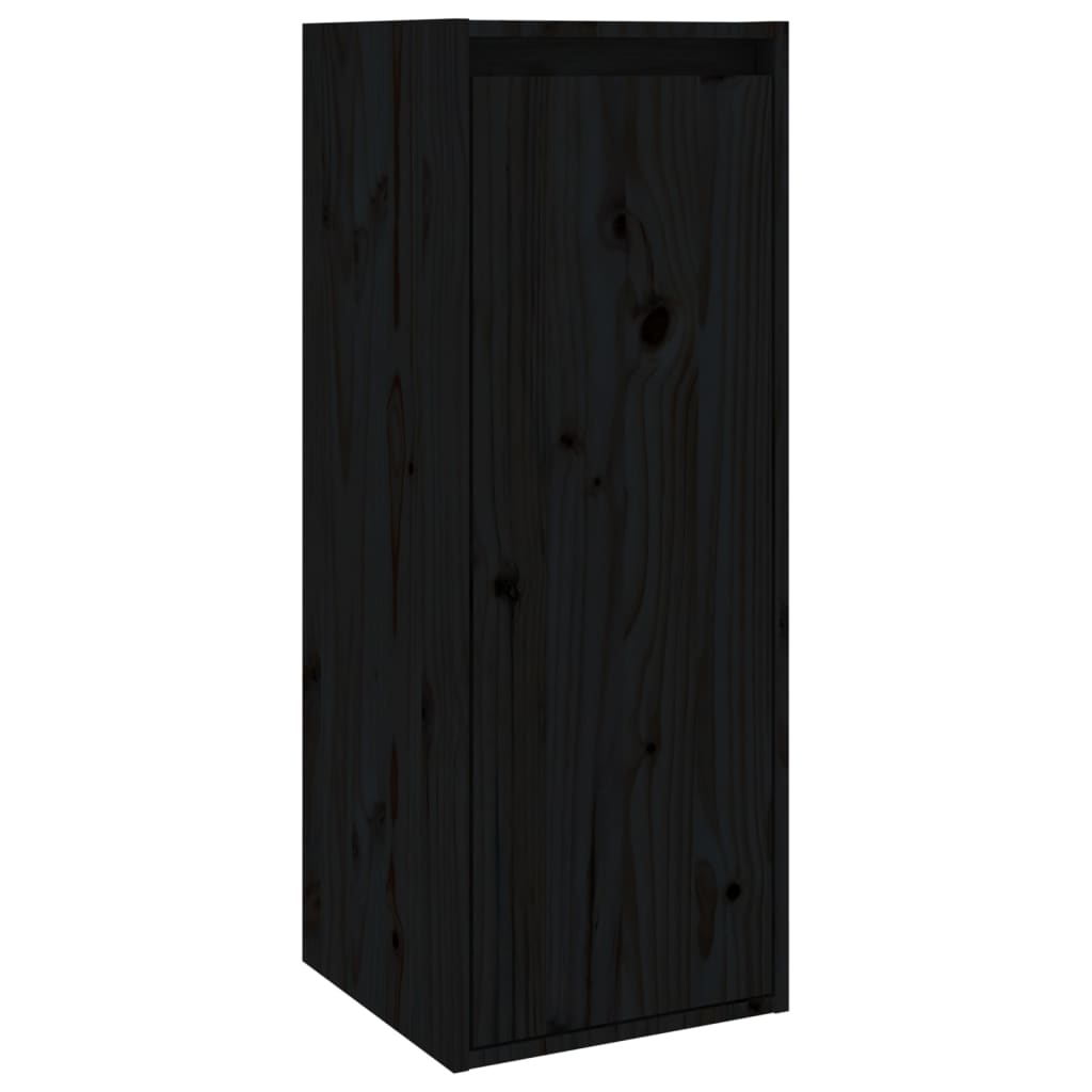 Wandschrank Schwarz 30x30x80 cm Massivholz Kiefer