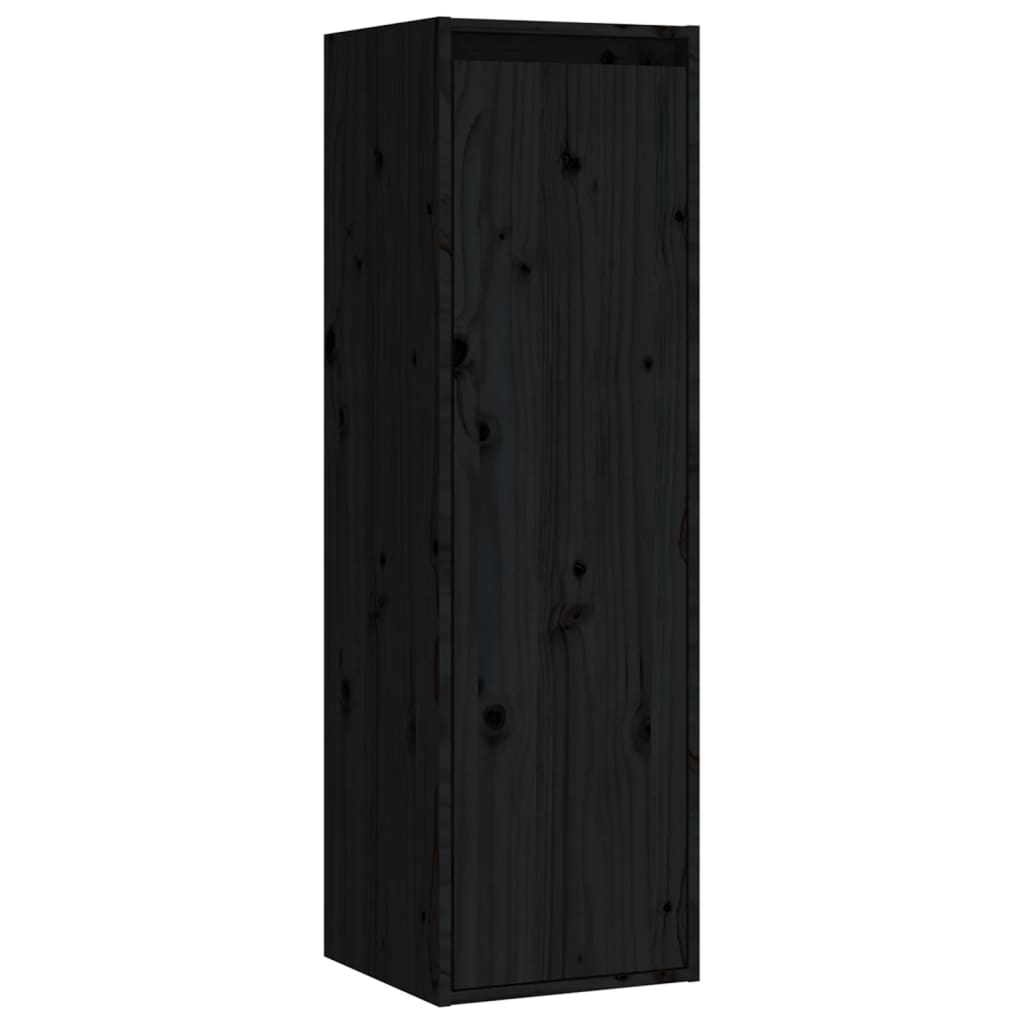 Wandschrank Schwarz 30x30x100 cm Massivholz Kiefer