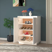 Thumbnail for Schuhschrank Weiß 60x35x80 cm Massivholz Kiefer