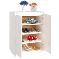 Thumbnail for Schuhschrank Weiß 60x35x80 cm Massivholz Kiefer