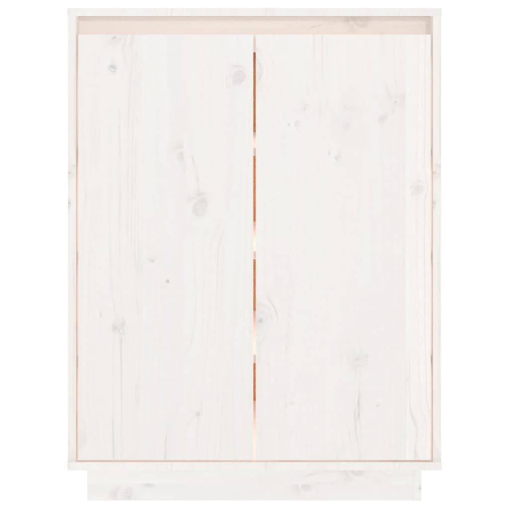 Schuhschrank Weiß 60x35x80 cm Massivholz Kiefer