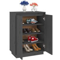 Thumbnail for Schuhschrank Grau 60x35x80 cm Massivholz Kiefer