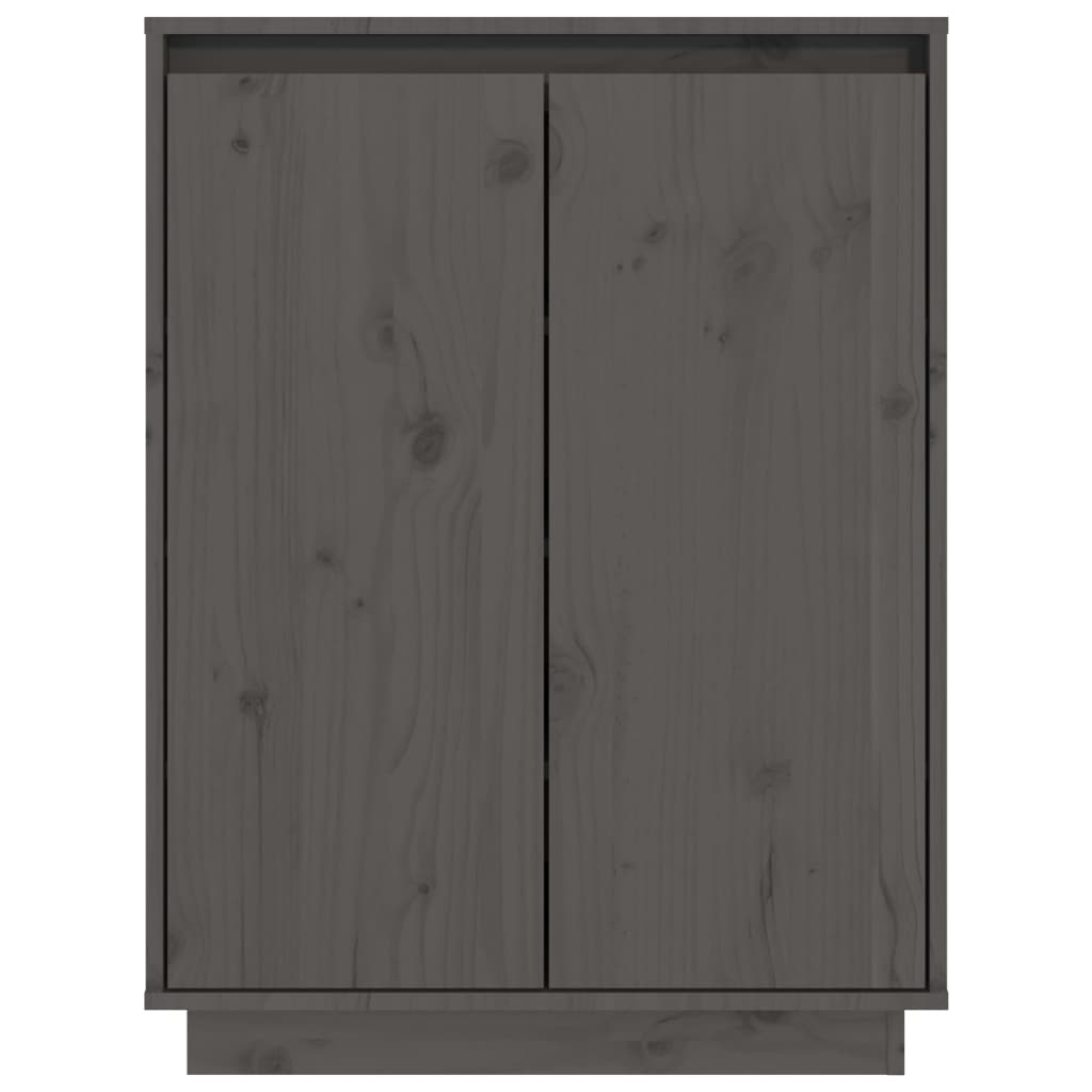 Schuhschrank Grau 60x35x80 cm Massivholz Kiefer