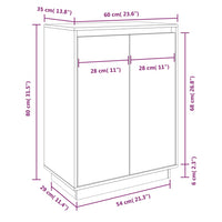 Thumbnail for Schuhschrank Grau 60x35x80 cm Massivholz Kiefer