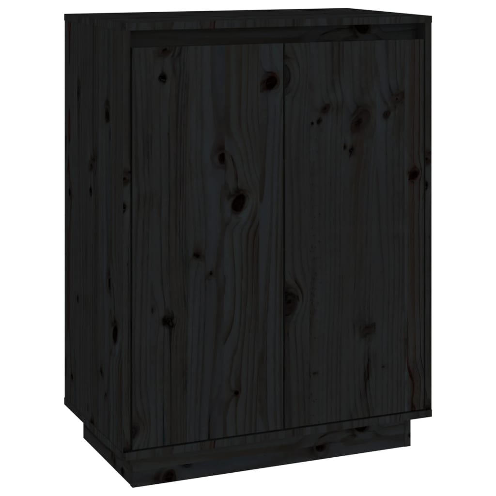 Schuhschrank Schwarz 60x35x80 cm Massivholz Kiefer