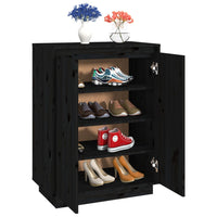 Thumbnail for Schuhschrank Schwarz 60x35x80 cm Massivholz Kiefer