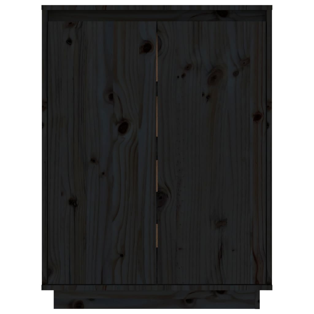 Schuhschrank Schwarz 60x35x80 cm Massivholz Kiefer