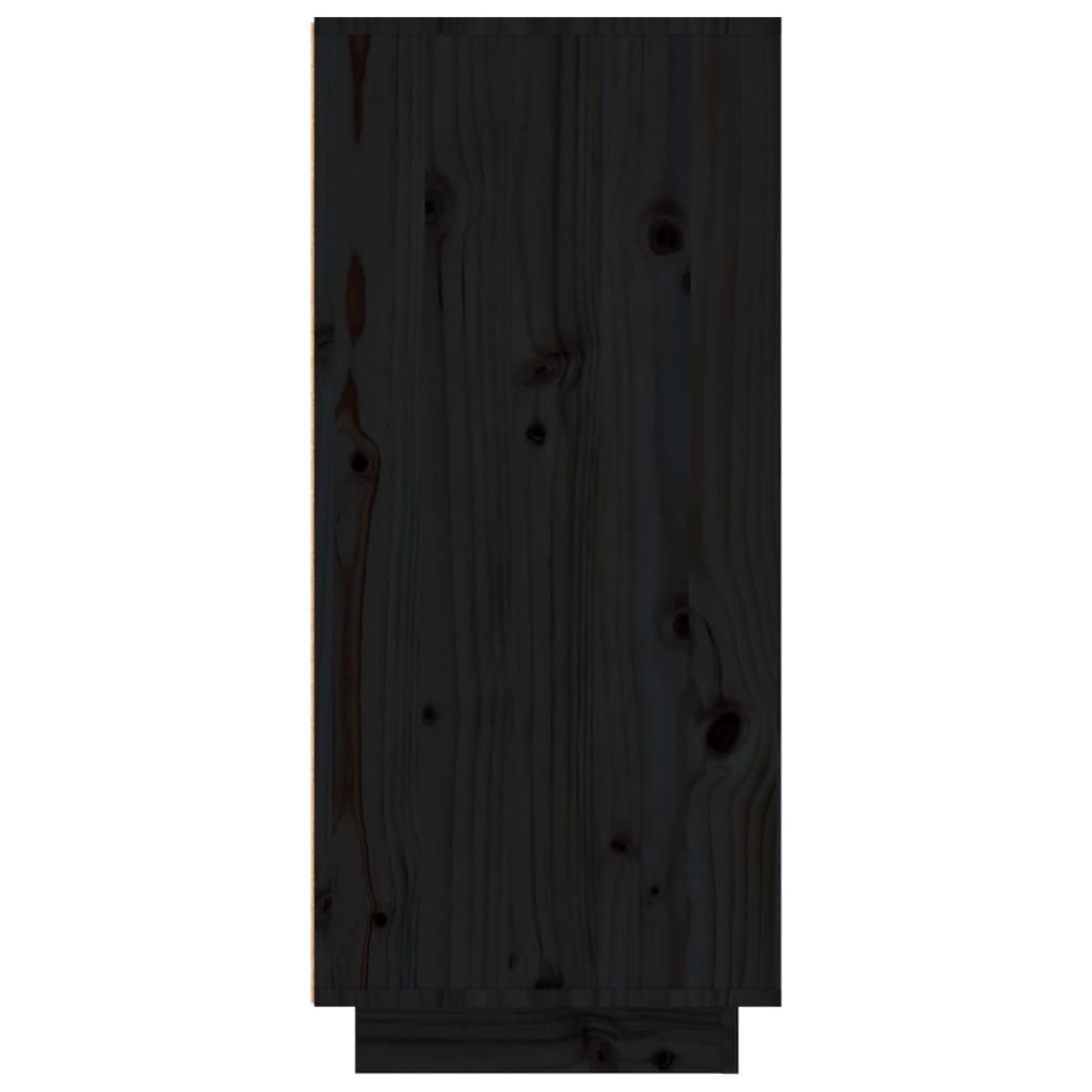 Schuhschrank Schwarz 60x35x80 cm Massivholz Kiefer