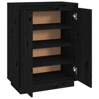 Thumbnail for Schuhschrank Schwarz 60x35x80 cm Massivholz Kiefer