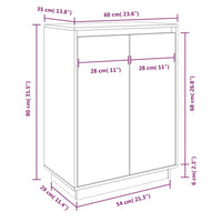 Thumbnail for Schuhschrank Schwarz 60x35x80 cm Massivholz Kiefer