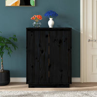 Thumbnail for Schuhschrank Schwarz 60x35x80 cm Massivholz Kiefer