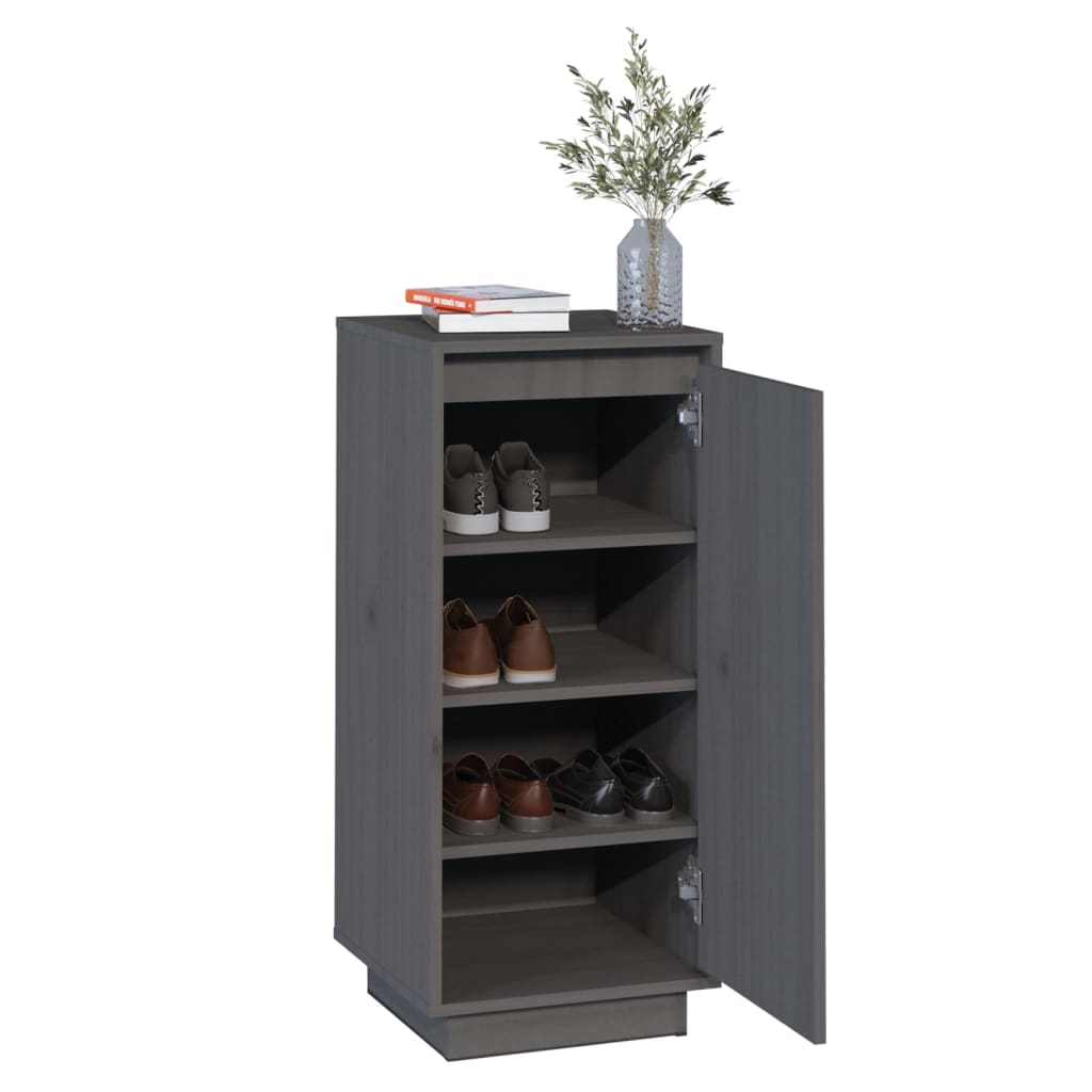 Schuhschrank Grau 35x35x80 cm Massivholz Kiefer