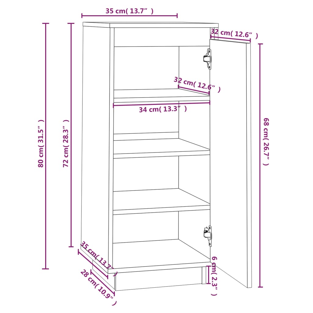 Schuhschrank Grau 35x35x80 cm Massivholz Kiefer