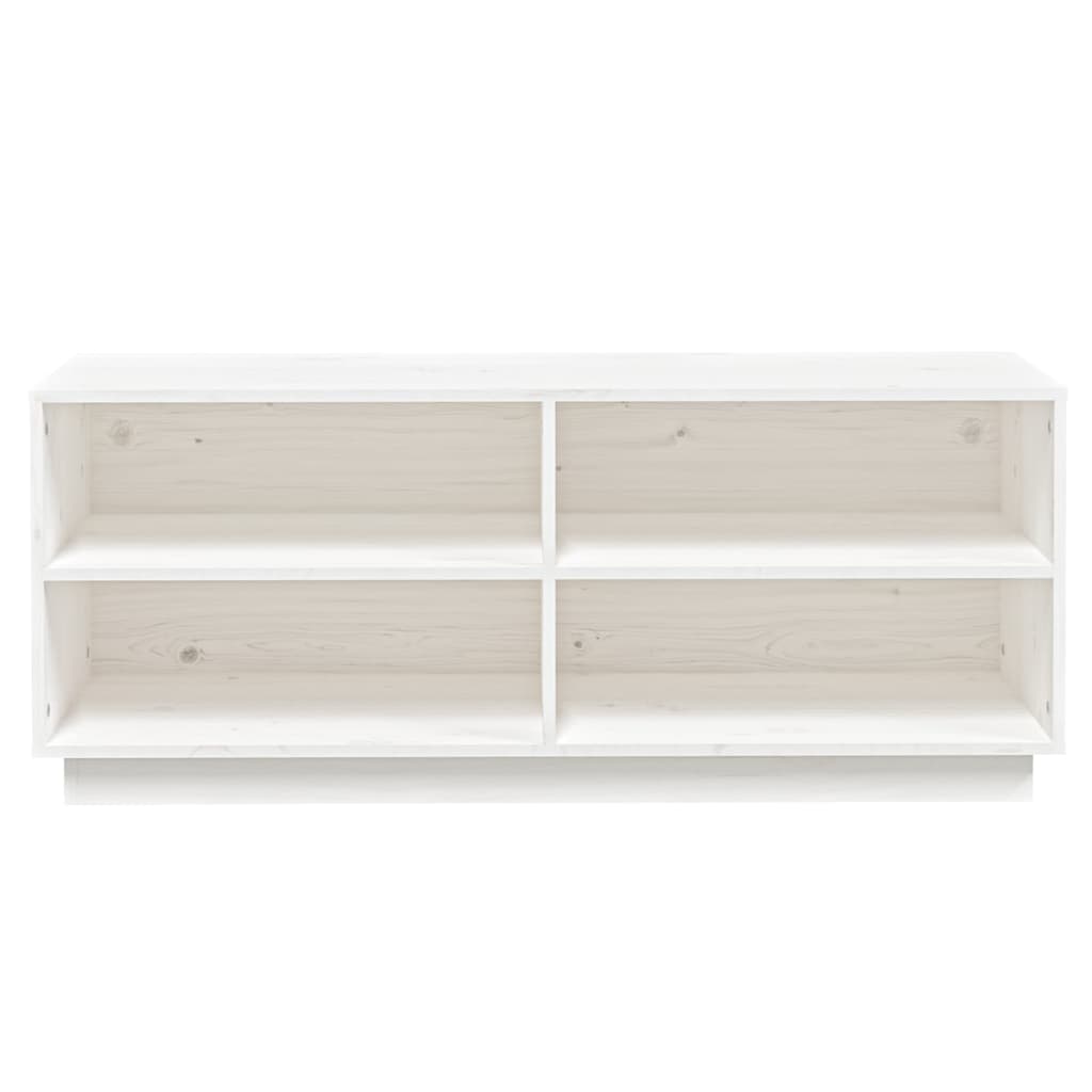 Schuhregal Weiß 110x34x45 cm Massivholz Kiefer