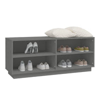 Thumbnail for Schuhregal Grau 110x34x45 cm Massivholz Kiefer