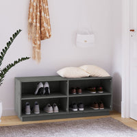Thumbnail for Schuhregal Grau 110x34x45 cm Massivholz Kiefer
