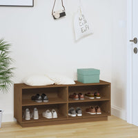 Thumbnail for Schuhregal Honigbraun 110x34x45 cm Massivholz Kiefer