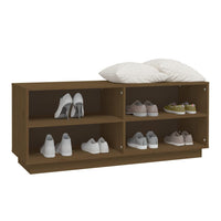 Thumbnail for Schuhregal Honigbraun 110x34x45 cm Massivholz Kiefer