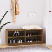 Thumbnail for Schuhregal Honigbraun 110x34x45 cm Massivholz Kiefer