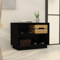 Thumbnail for Schuhschrank Schwarz 60x34x45 cm Massivholz Kiefer