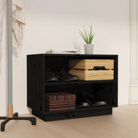 Thumbnail for Schuhschrank Schwarz 60x34x45 cm Massivholz Kiefer