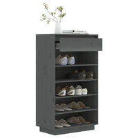 Thumbnail for Schuhregal Grau 60x34x105 cm Massivholz Kiefer