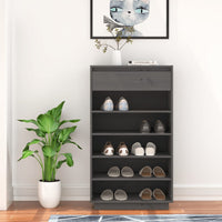 Thumbnail for Schuhregal Grau 60x34x105 cm Massivholz Kiefer
