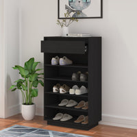 Thumbnail for Schuhregal Schwarz 60x34x105 cm Massivholz Kiefer