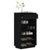 Thumbnail for Schuhregal Schwarz 60x34x105 cm Massivholz Kiefer
