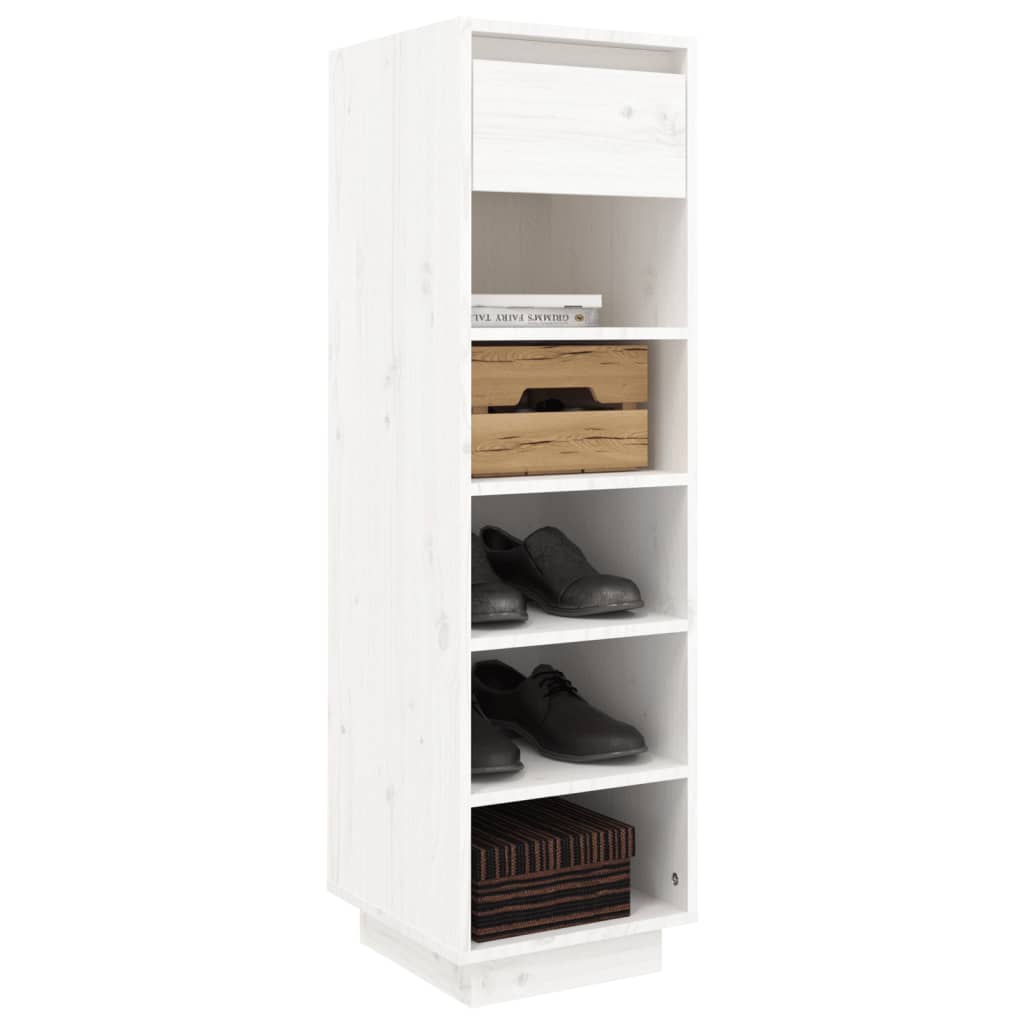 Schuhregal Weiß 34x30x105 cm Massivholz Kiefer