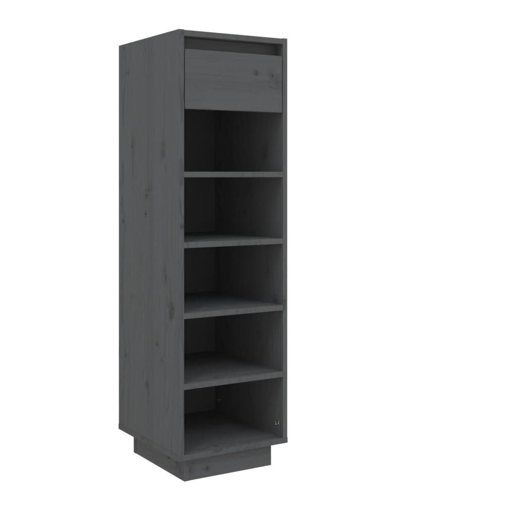 Schuhregal Grau 34x30x105 cm Massivholz Kiefer