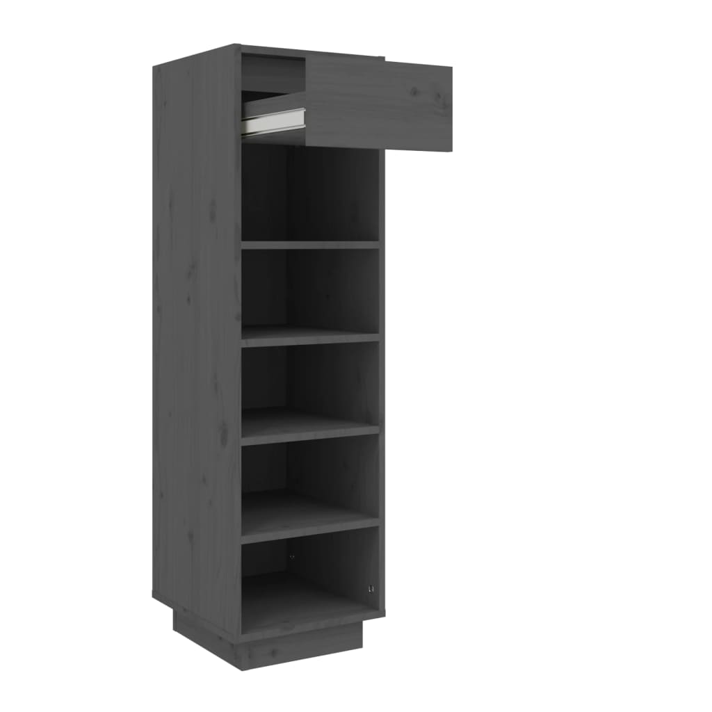 Schuhregal Grau 34x30x105 cm Massivholz Kiefer