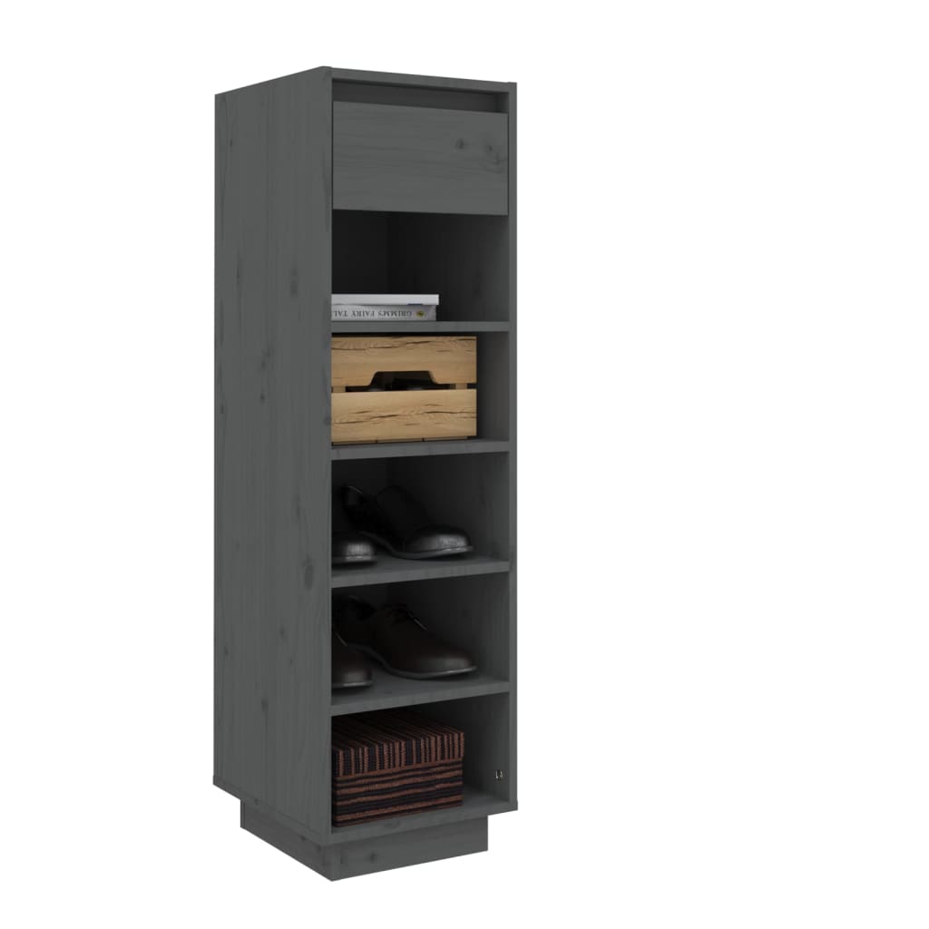 Schuhregal Grau 34x30x105 cm Massivholz Kiefer