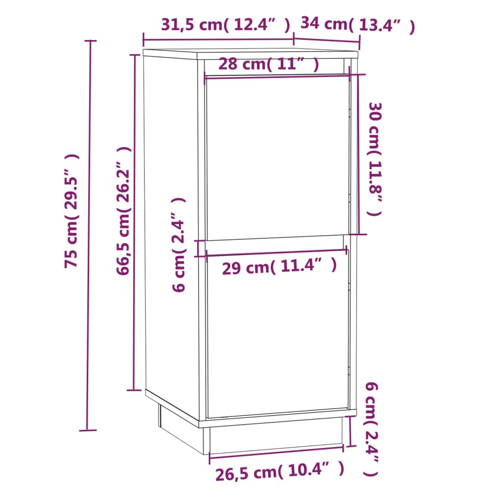 Sideboard 31,5x34x75 cm Massivholz Kiefer