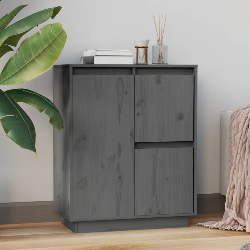 Sideboard Grau 60x34x75 cm Massivholz Kiefer