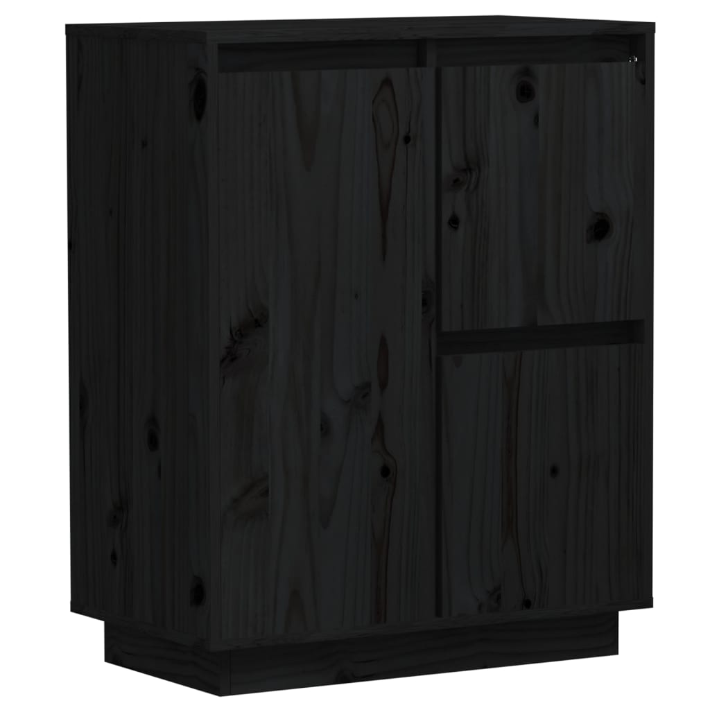 Sideboard Schwarz 60x34x75 cm Massivholz Kiefer