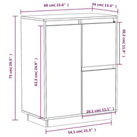 Thumbnail for Sideboard Schwarz 60x34x75 cm Massivholz Kiefer