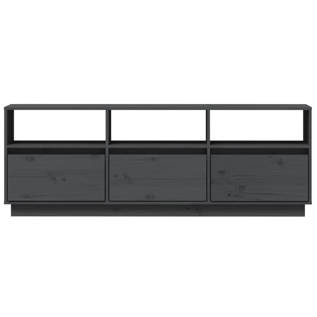 TV-Schrank Grau 140x37x50 cm Massivholz Kiefer