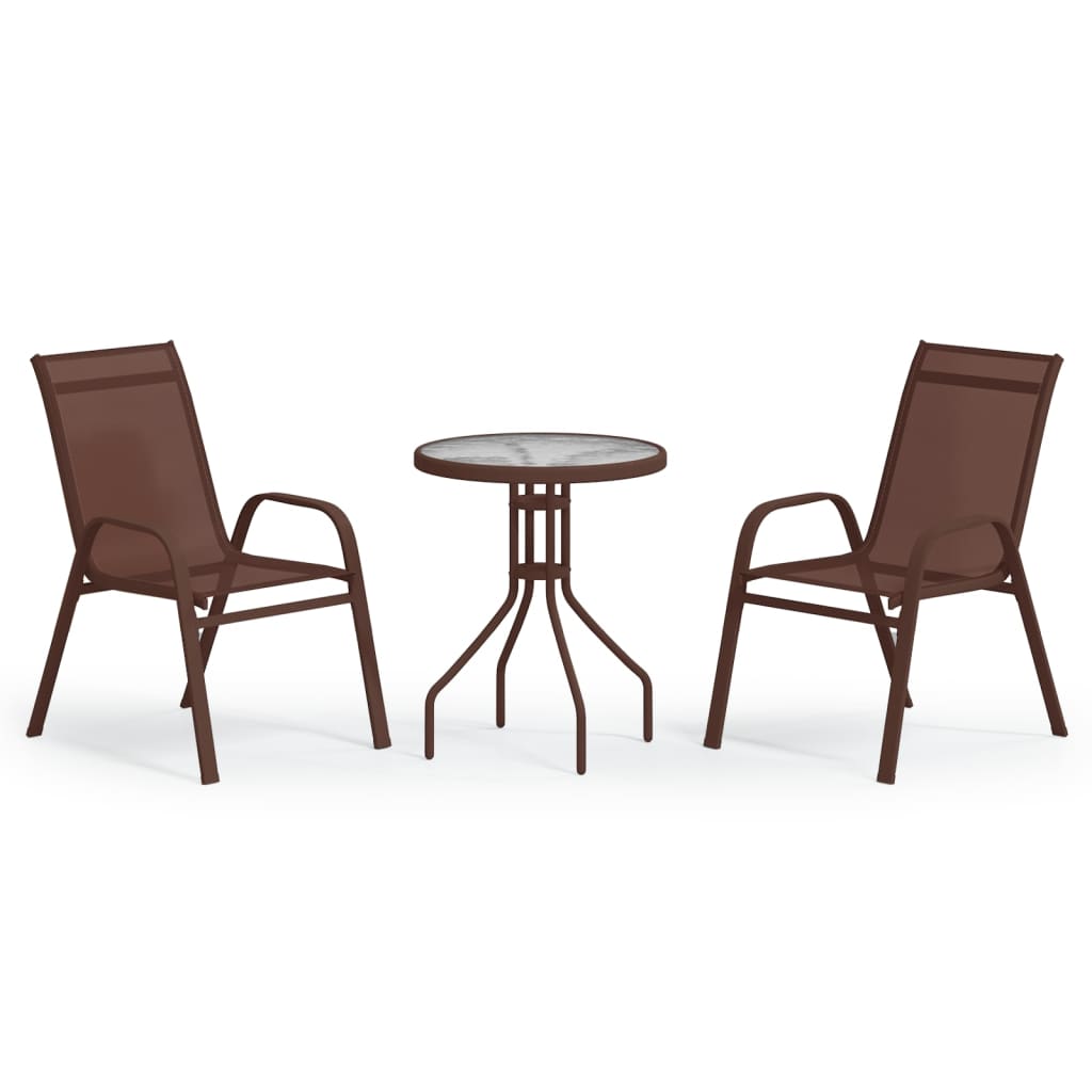 3-tlg. Garten-Bistro-Set Braun
