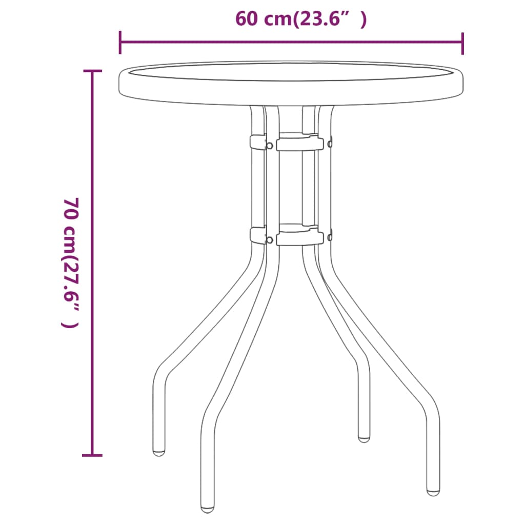 3-tlg. Garten-Bistro-Set Braun