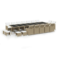 Thumbnail for 19-tlg. Garten-Essgruppe mit Kissen Poly Rattan Beige