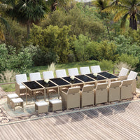 Thumbnail for 19-tlg. Garten-Essgruppe mit Kissen Poly Rattan Beige