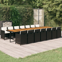 Thumbnail for 15-tlg. Garten-Essgruppe mit Kissen Schwarz Poly Rattan