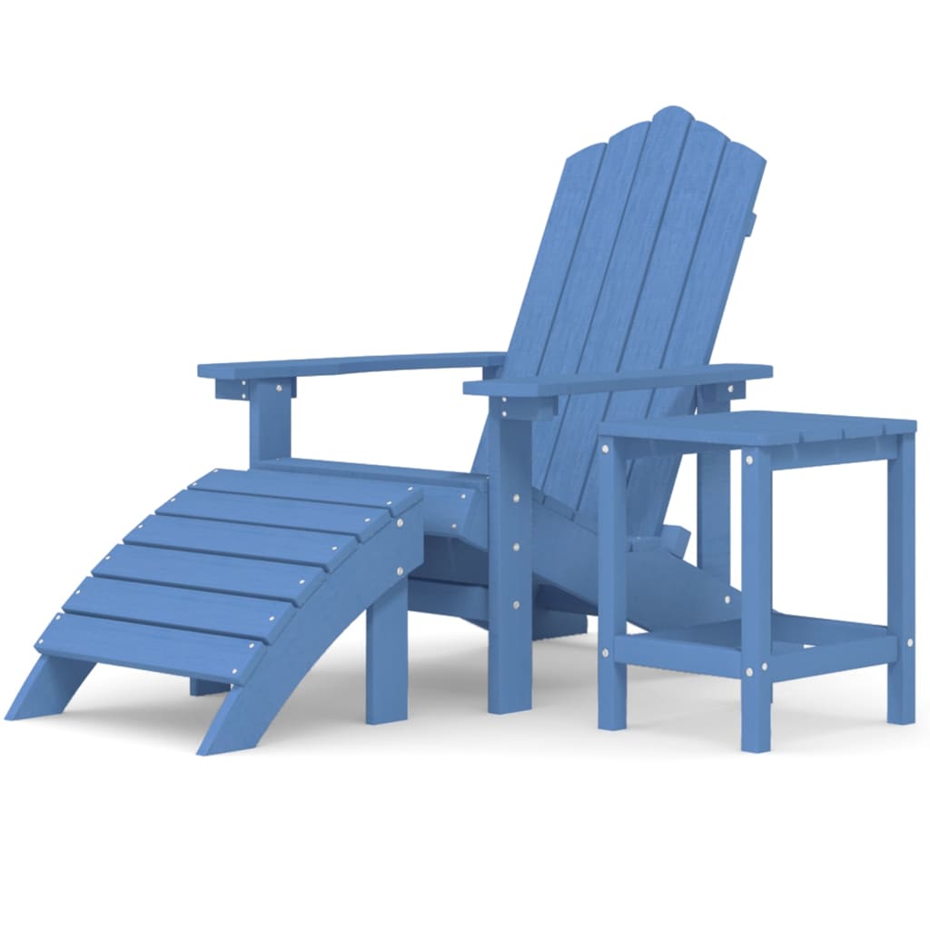 Adirondack-Gartenstuhl mit Hocker & Tisch HDPE Aquamarin