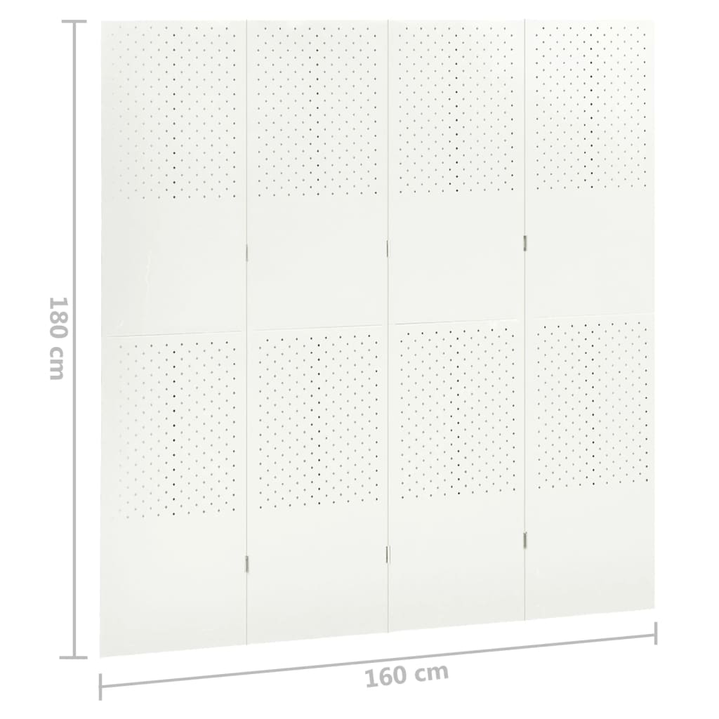 4-tlg. Raumteiler 2 Stk. Weiß 160x180 cm Stahl