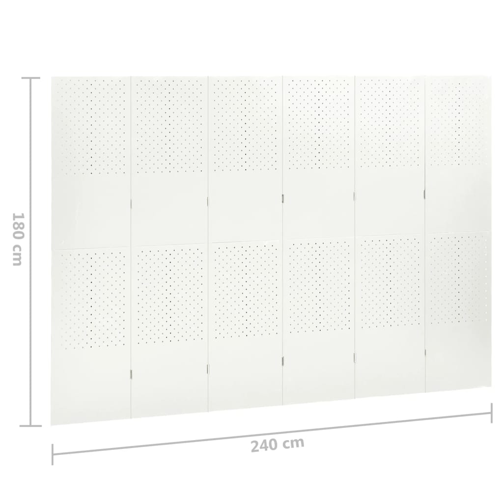 6-tlg. Raumteiler 2 Stk. Weiß 240x180 cm Stahl