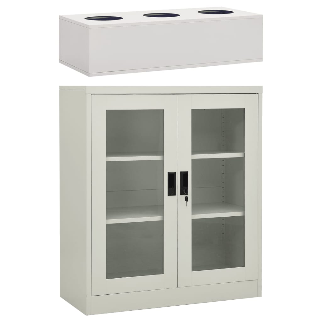 Büroschrank mit Pflanzkasten Hellgrau 90x40x128 cm Stahl